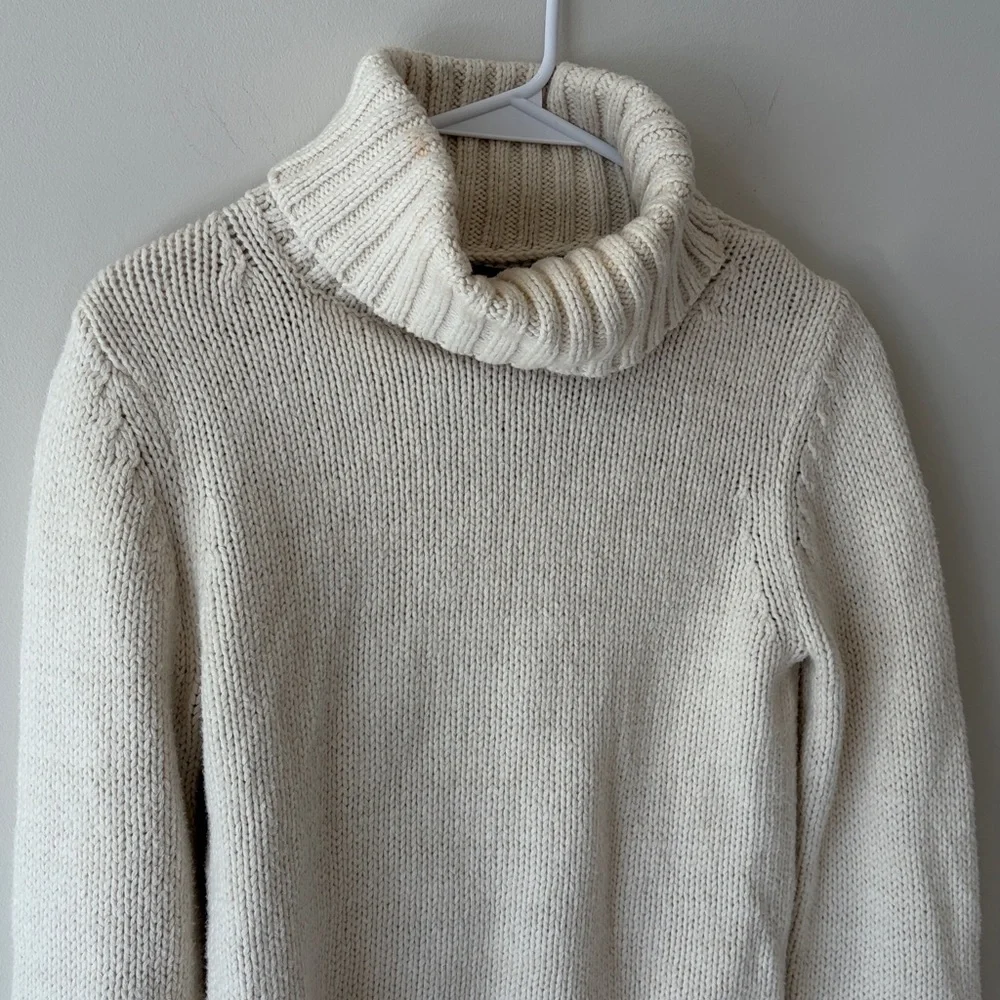 Jenni Kayne Cotton Blend Turtleneck Ivory Sweater - XS